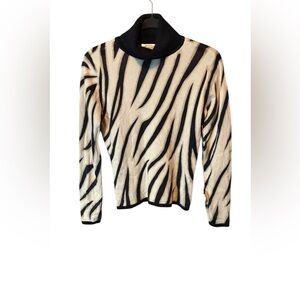 Talbots Cashmere Animal Print Turtleneck Sweater Size Small